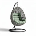Hanging Egg Chair with Cushions for Indoor and Outdoor Use – Metal Frame and Wicker – 90 x 85 x 120cm