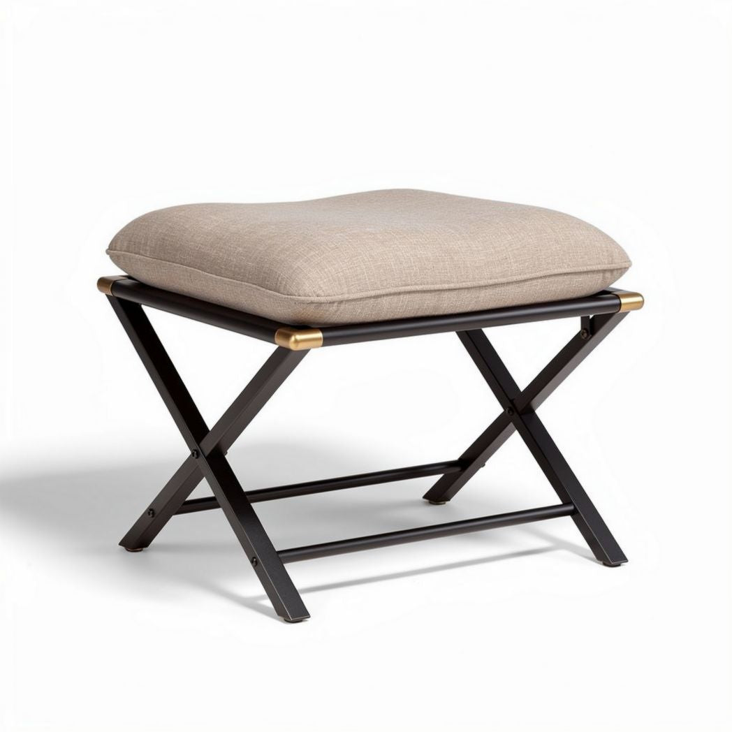 Fabric Upholstered Ottoman Footrest – Suitable for Living Room Use – Metal Frame – 40 x 40 x 45cm
