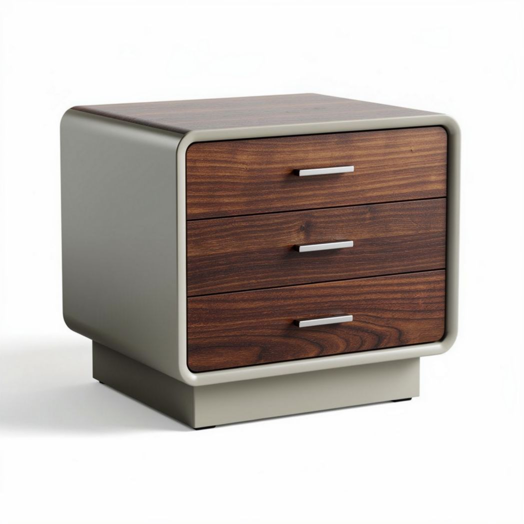 Wooden Nightstand with Three Drawers for Bedroom Storage – 50 x 45 x 45cm