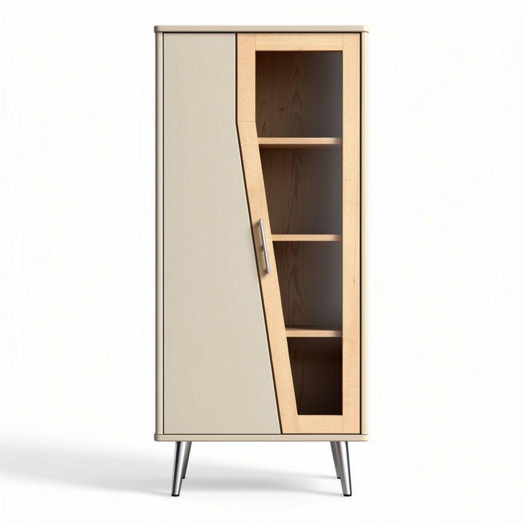 Wooden Display Cabinet for Living Room Use with Glass Doors – 80 x 40 x 160cm