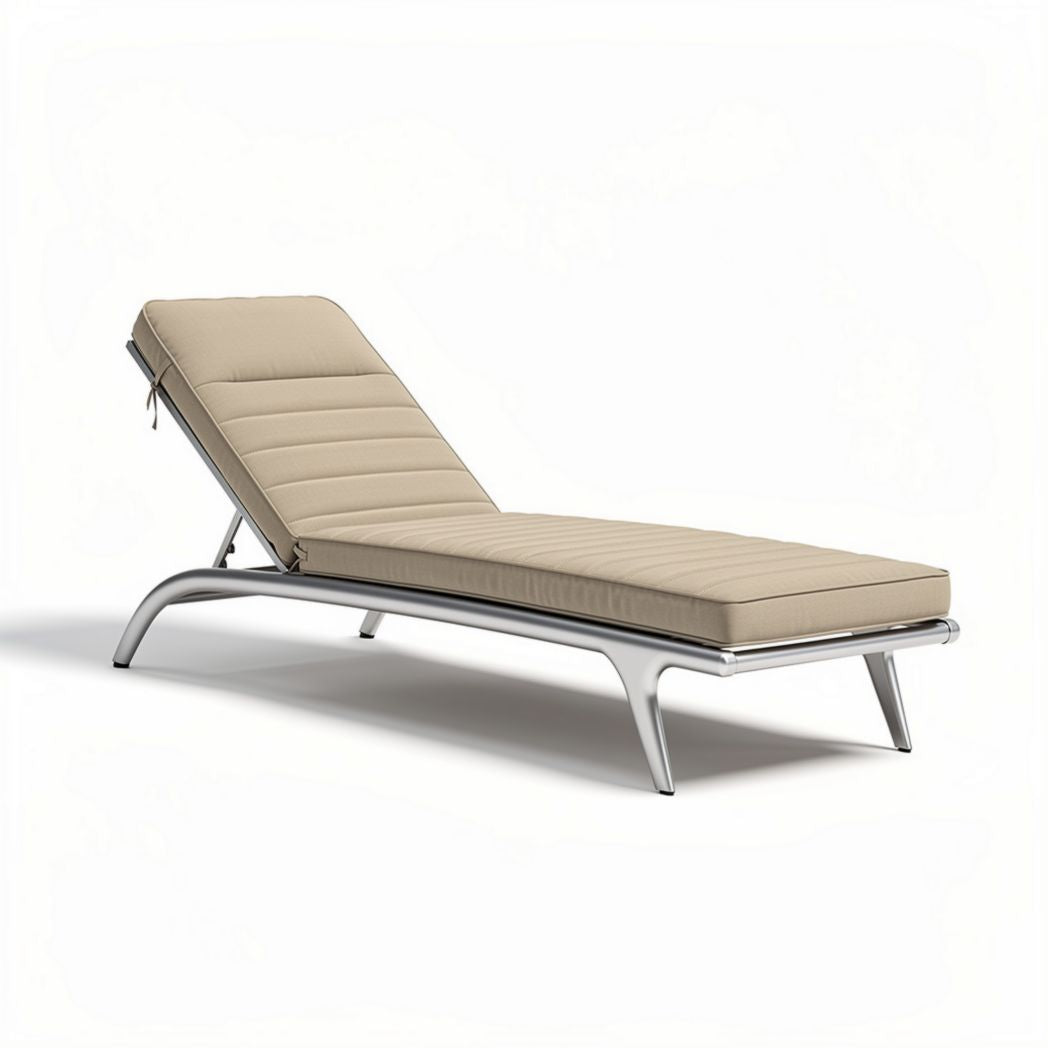 Outdoor Wood Lounge Chair with Adjustable Backrest and Wheels – Fabric Cushion – 200 x 80 x 60cm