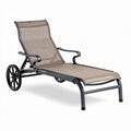 Lounge Chair with Wheels for Outdoor Relaxation in Metal and Fabric – 200 x 70 x 90cm