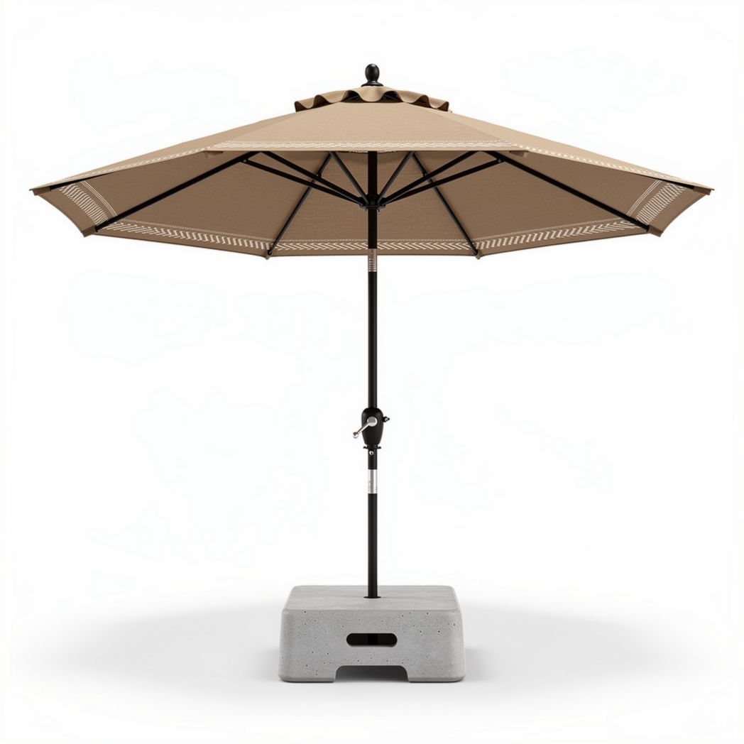 Outdoor Patio Umbrella with Base for Shade – Fabric and Steel – 200 x 200 x 250cm